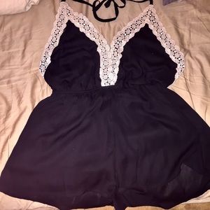Black Open back Romper